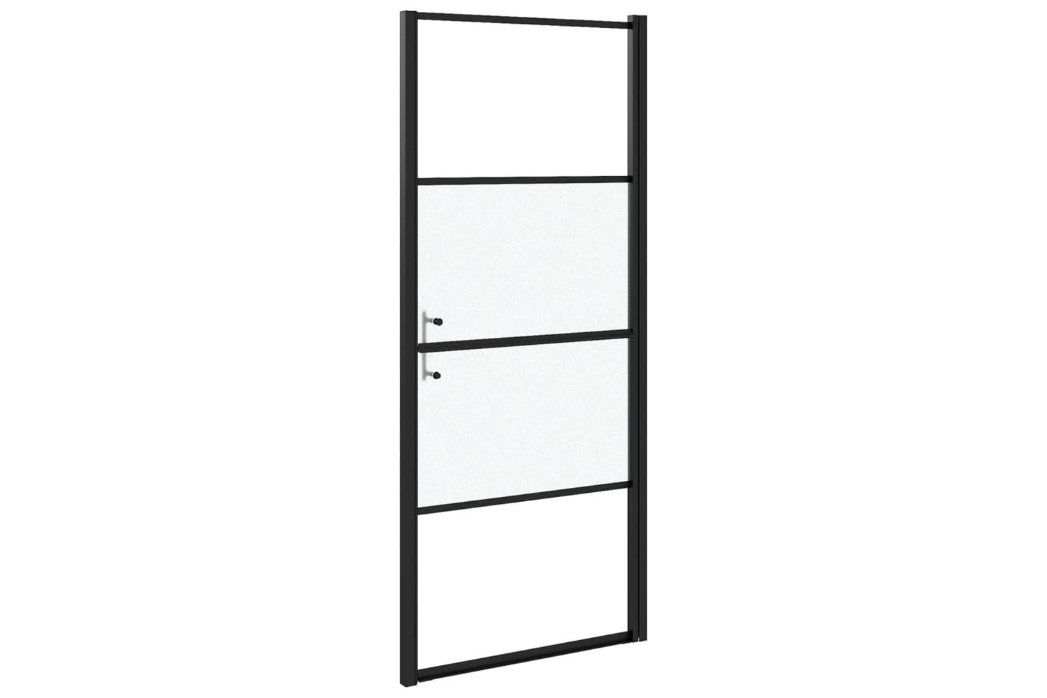 Vidaxl 151866 Shower Door 91x195 Cm Half Frosted Tempered Glass Black-5