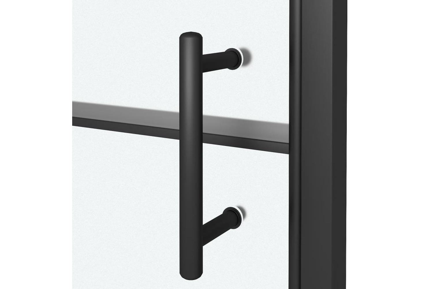 Vidaxl 151866 Shower Door 91x195 Cm Half Frosted Tempered Glass Black-6