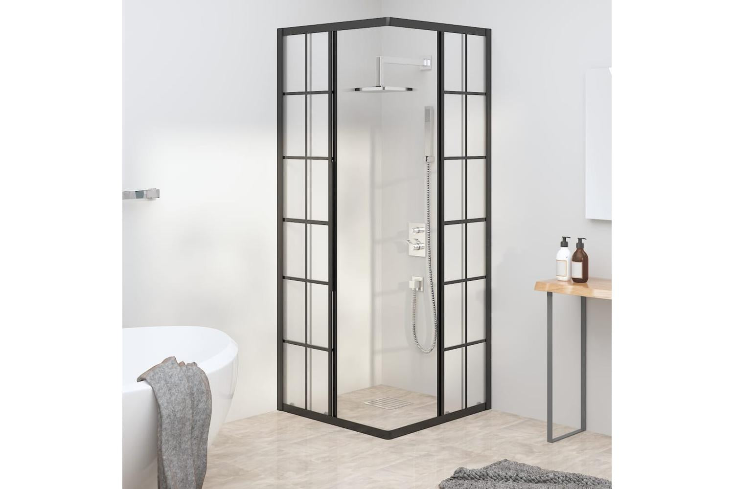 vidaXL 151859 Shower Cabin Frosted Esg 70x70x180cm Black-3
