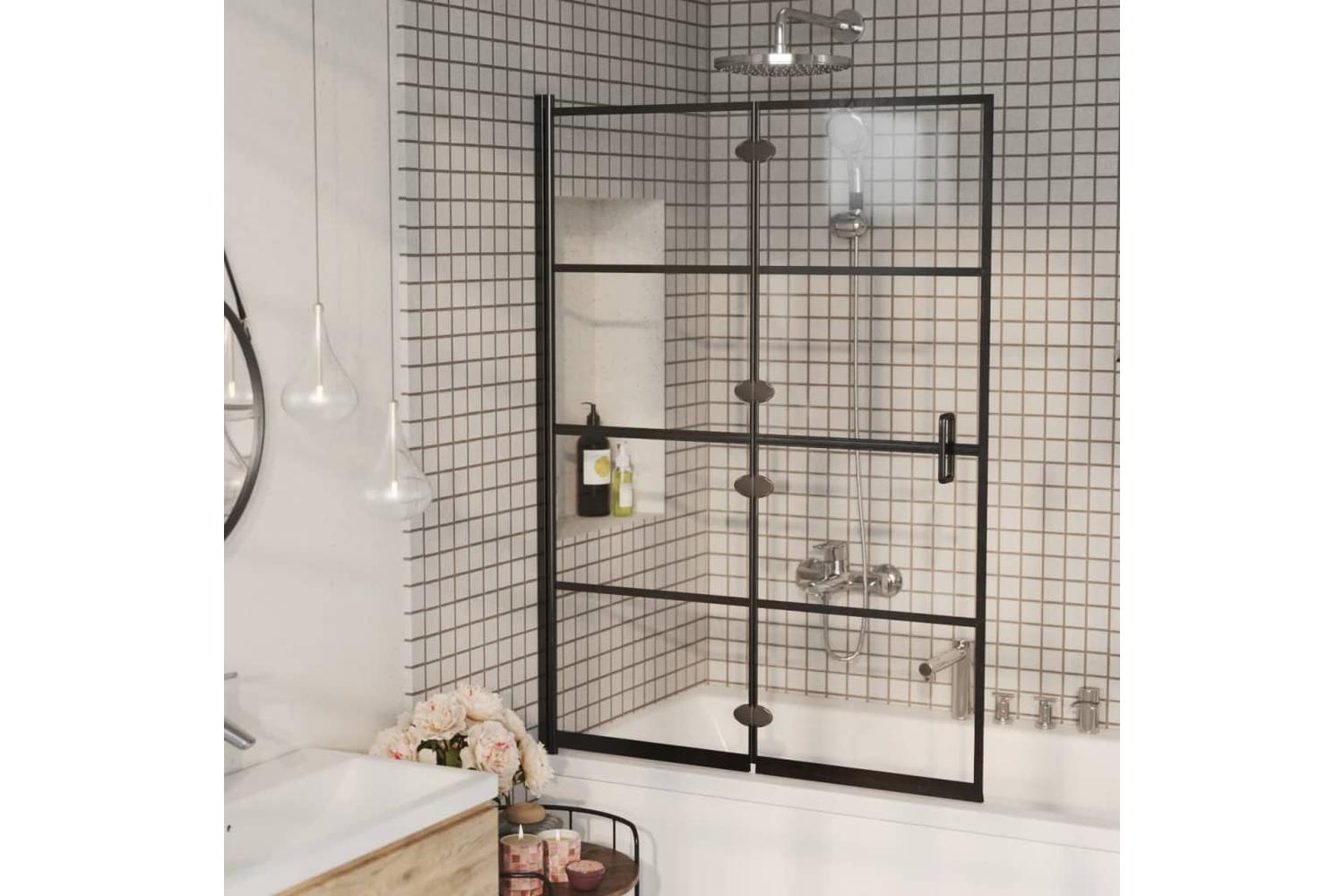 vidaXL 150744 Folding Shower Enclosure Esg 100x140cm Black-3