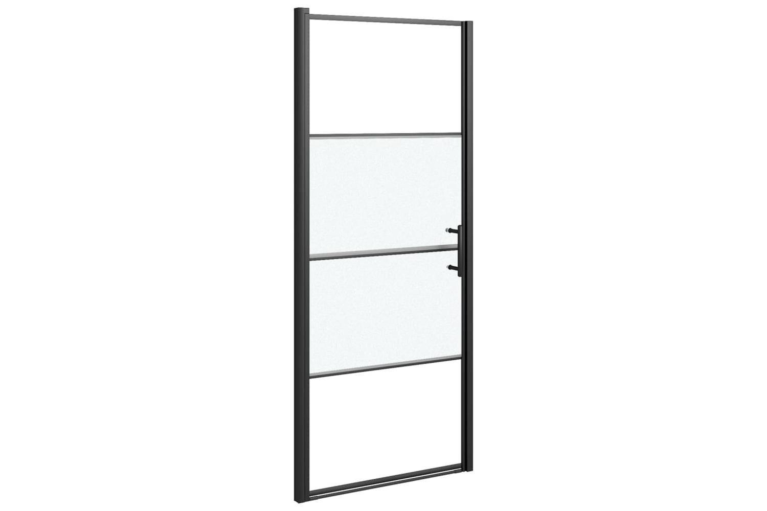 Vidaxl 151865 Shower Door 81x195 Cm Half Frosted Tempered Glass Black-2