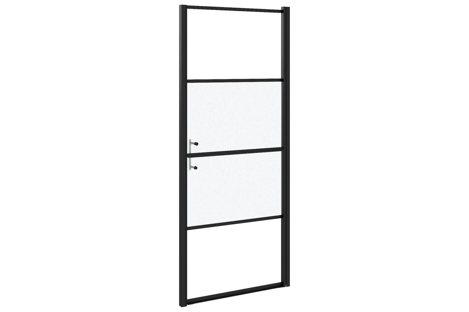 Vidaxl 151865 Shower Door 81x195 Cm Half Frosted Tempered Glass Black-5