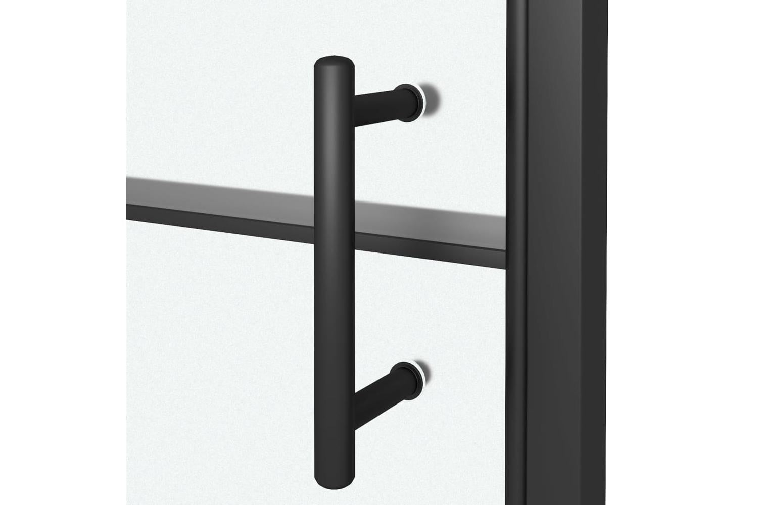 Vidaxl 151865 Shower Door 81x195 Cm Half Frosted Tempered Glass Black-6