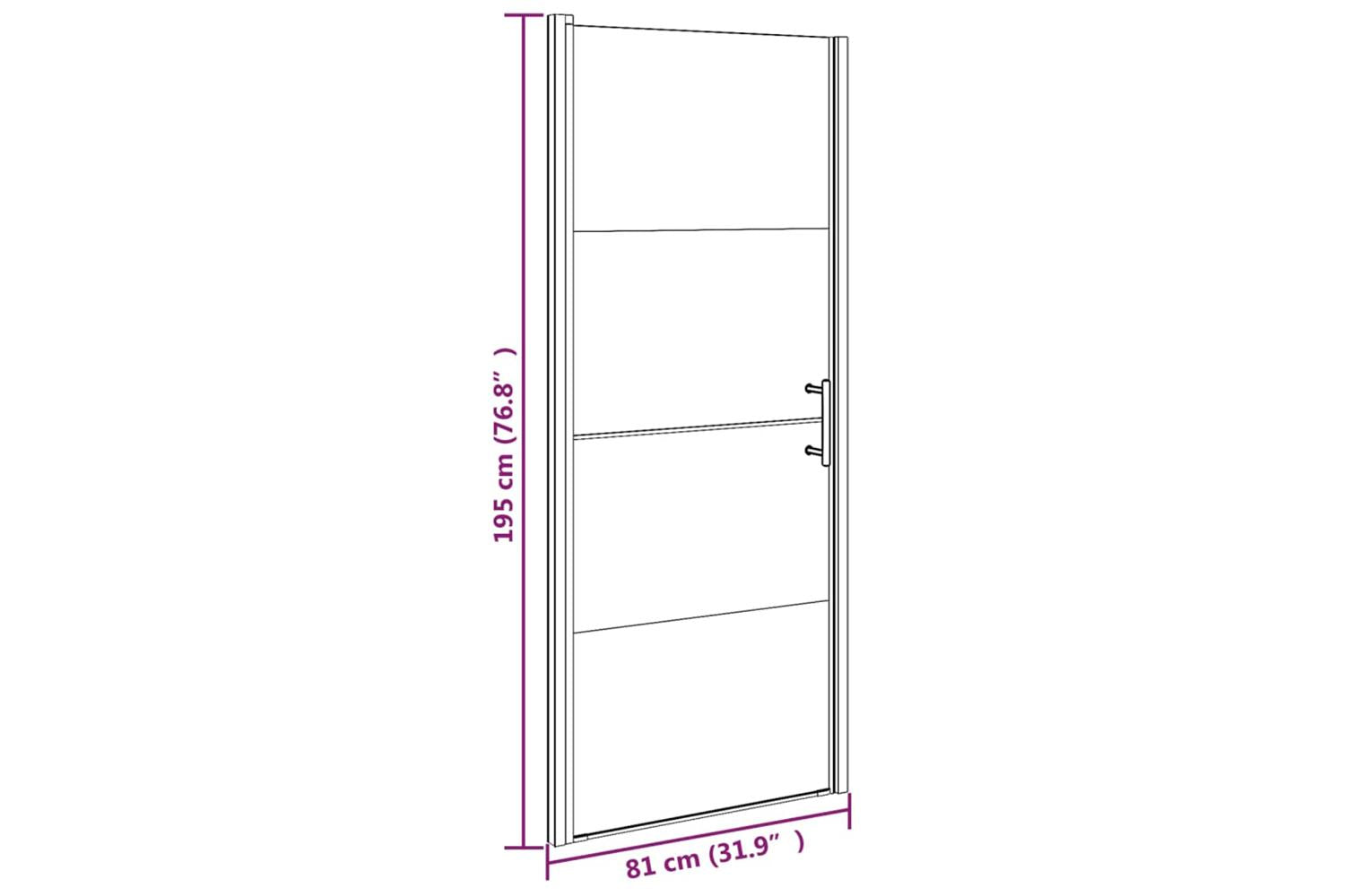 Vidaxl 151865 Shower Door 81x195 Cm Half Frosted Tempered Glass Black-7