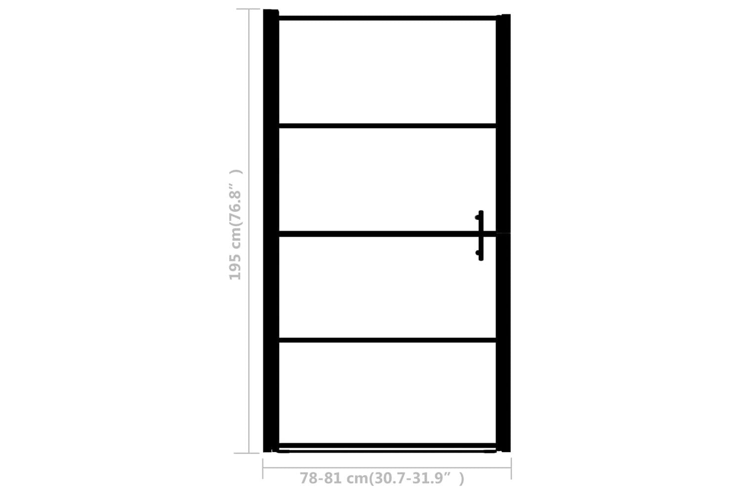 vidaXL 146661 Shower Door Frost Tempered Glass 81x195cm Black-5