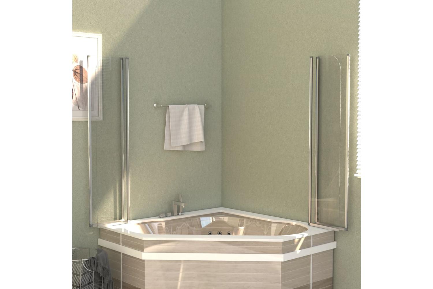vidaXL 146228 Bath Enclosures 2 Pcs 104x130cm Tempered Glass Transparent-4