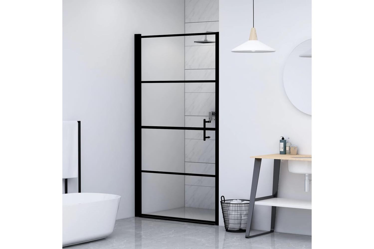vidaXL 145671 Shower Door Tempered Glass 81x195cm Black-3