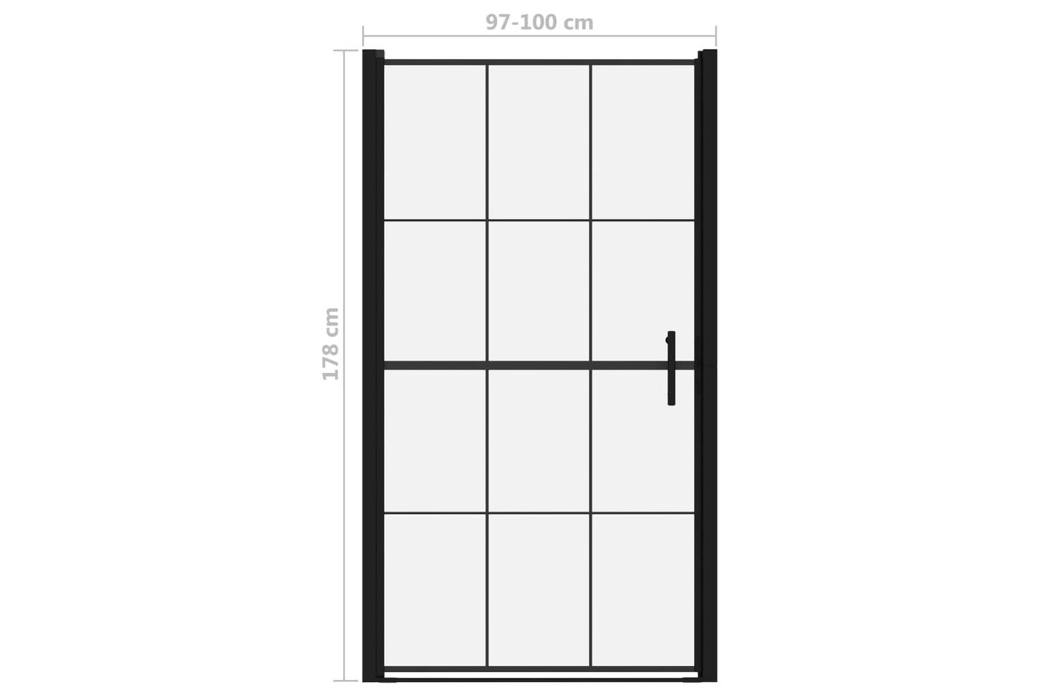 vidaXL 148889 Shower Door Tempered Glass 100x178cm Black-5