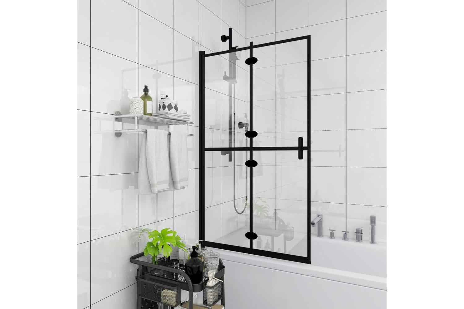 vidaXL 150818 Folding Shower Enclosure Esg 80x140cm Black-3