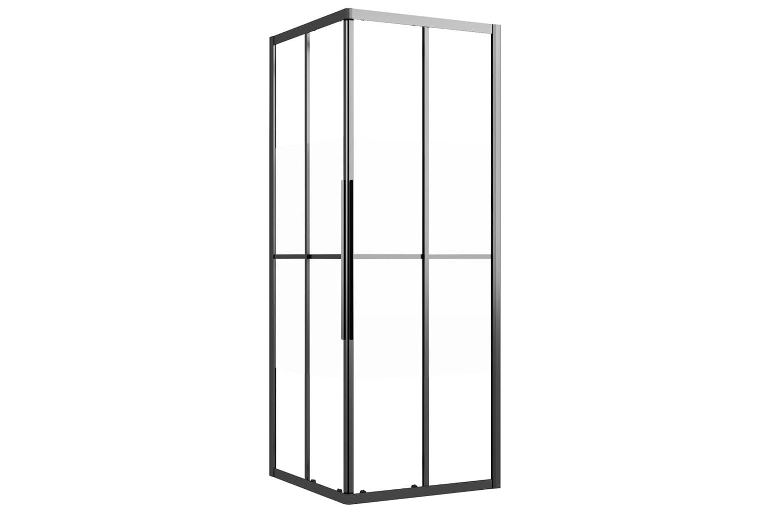 vidaXL 151853 Shower Cabin Half Frosted Esg 80x80x180cm Black-2