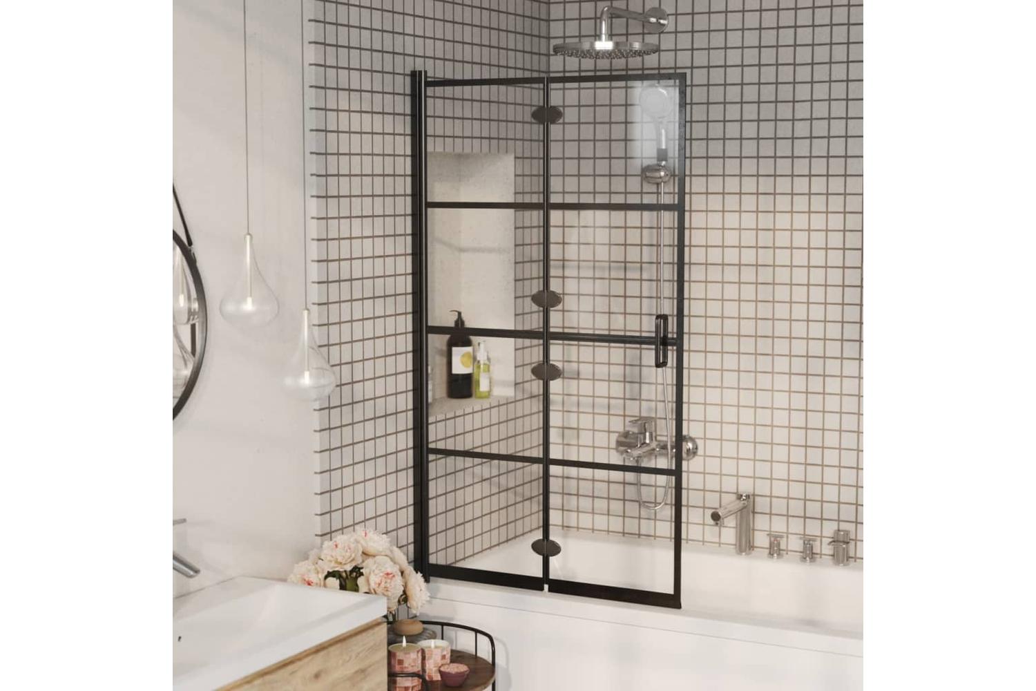vidaXL 150743 Folding Shower Enclosure Esg 80x140cm Black-3