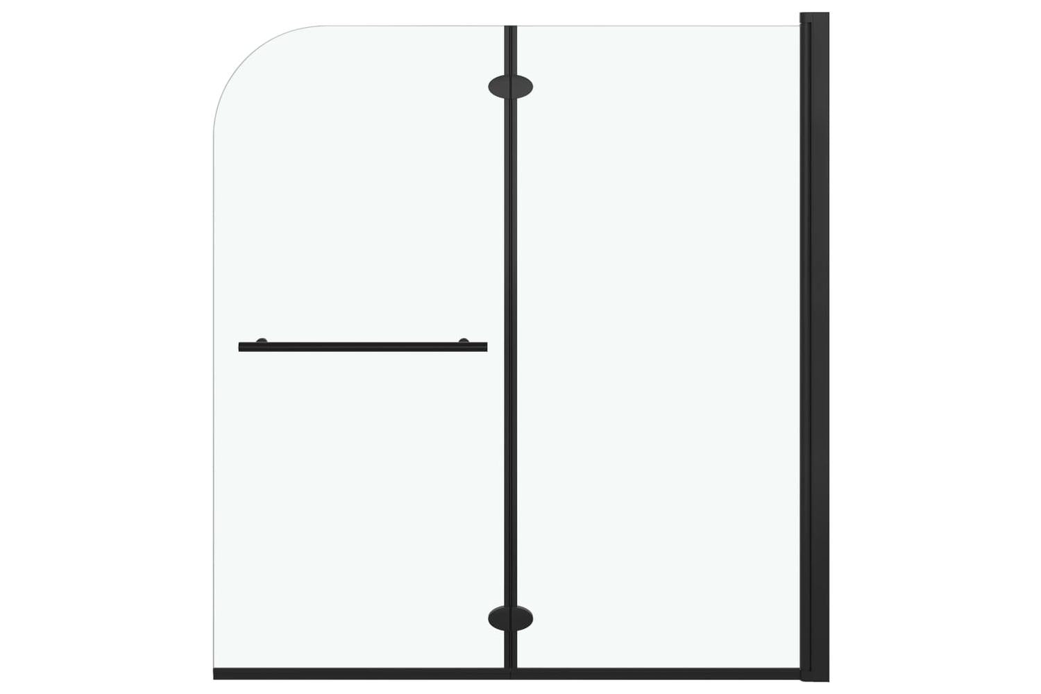vidaXL 147194 Folding Shower Enclosure 2 Panels Esg 120x140cm Black-2
