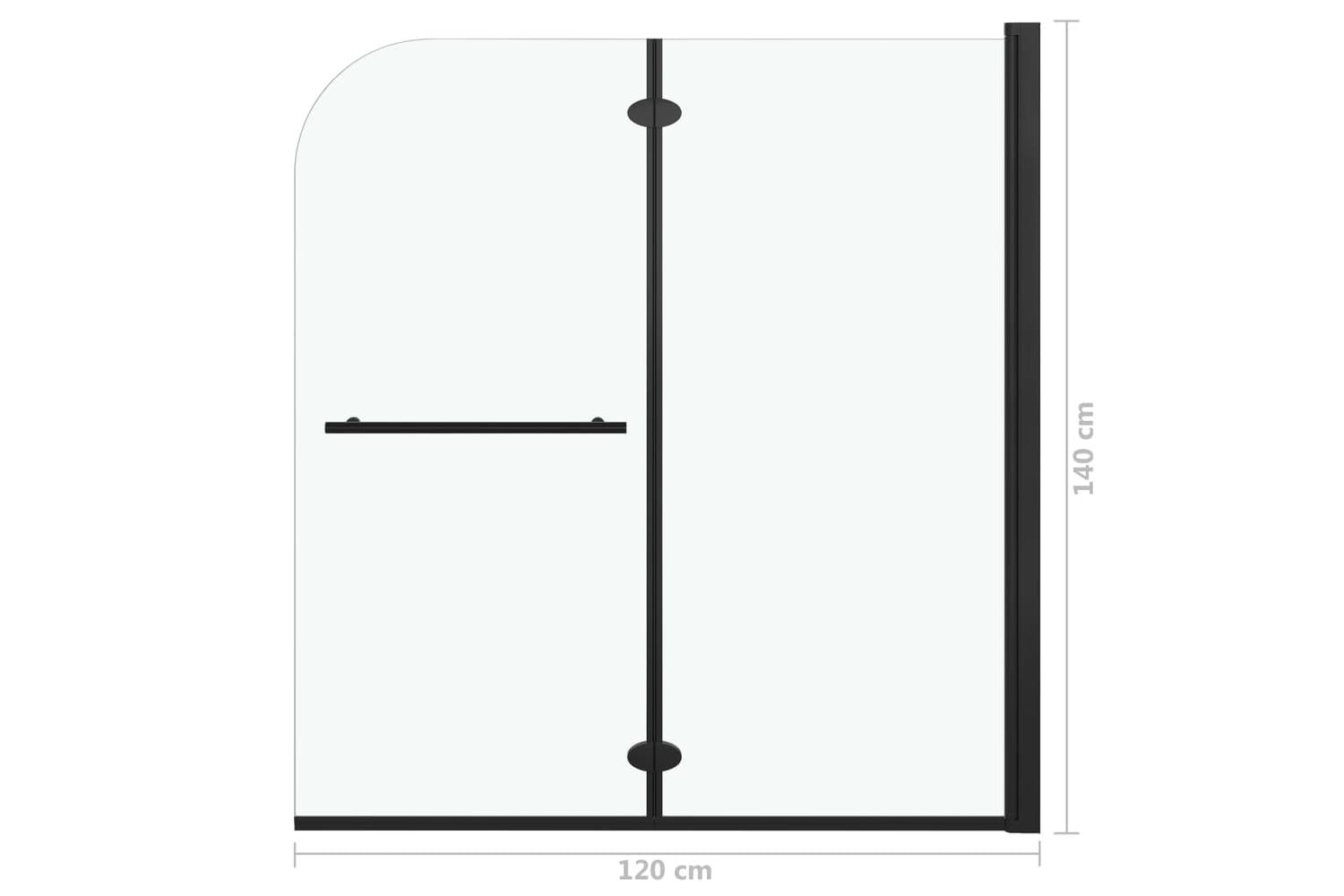 vidaXL 147194 Folding Shower Enclosure 2 Panels Esg 120x140cm Black-7