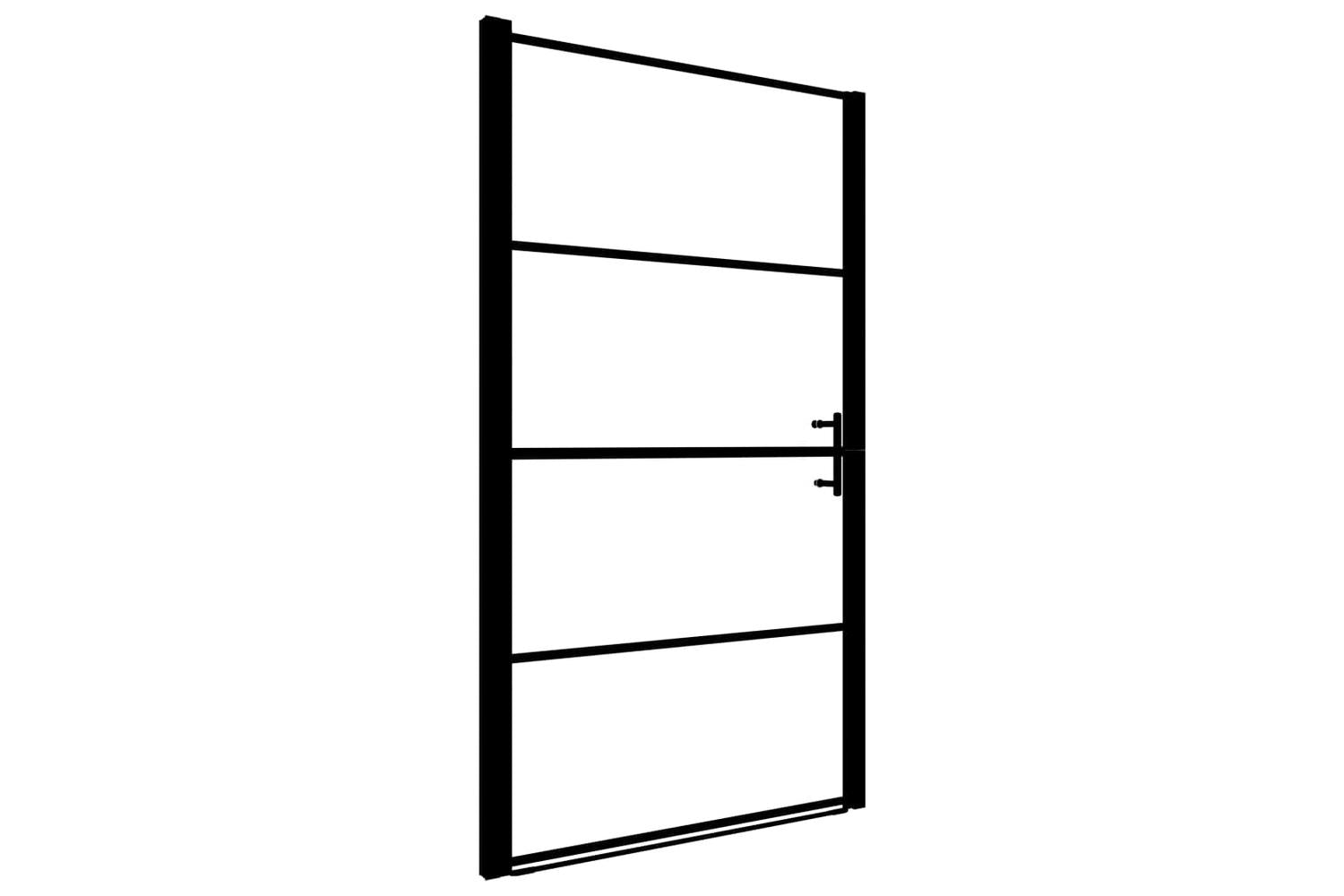 vidaXL 146662 Shower Door Frost Tempered Glass 91x195cm Black