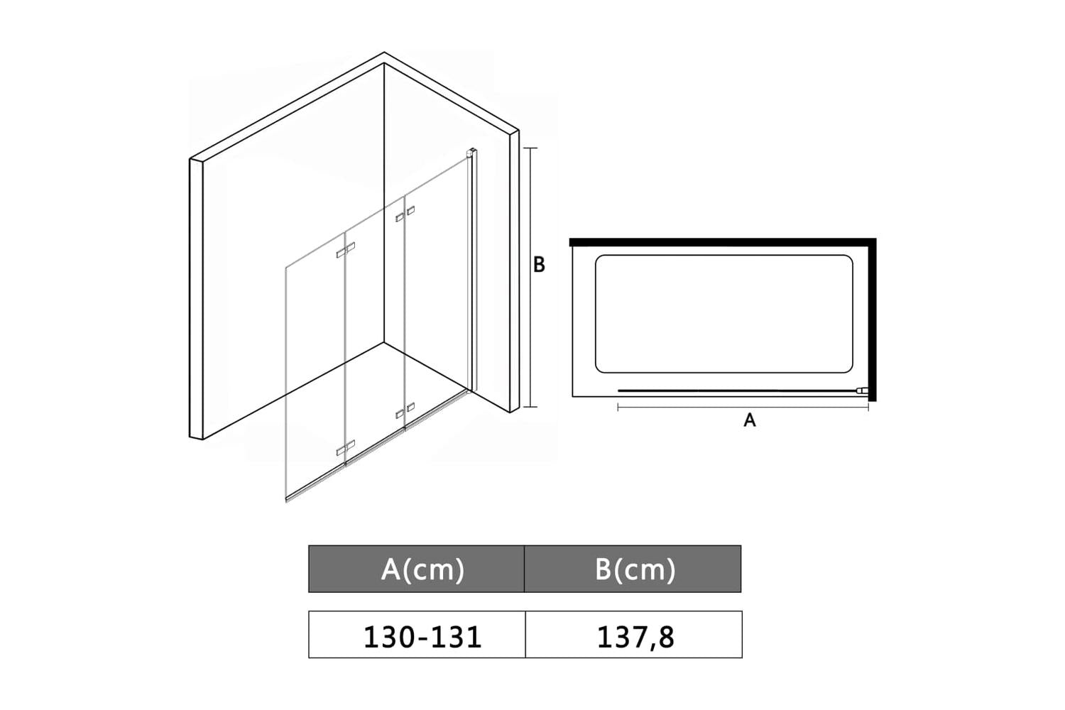 vidaXL 144679 Folding Shower Enclosure 3 Panels ESG-8