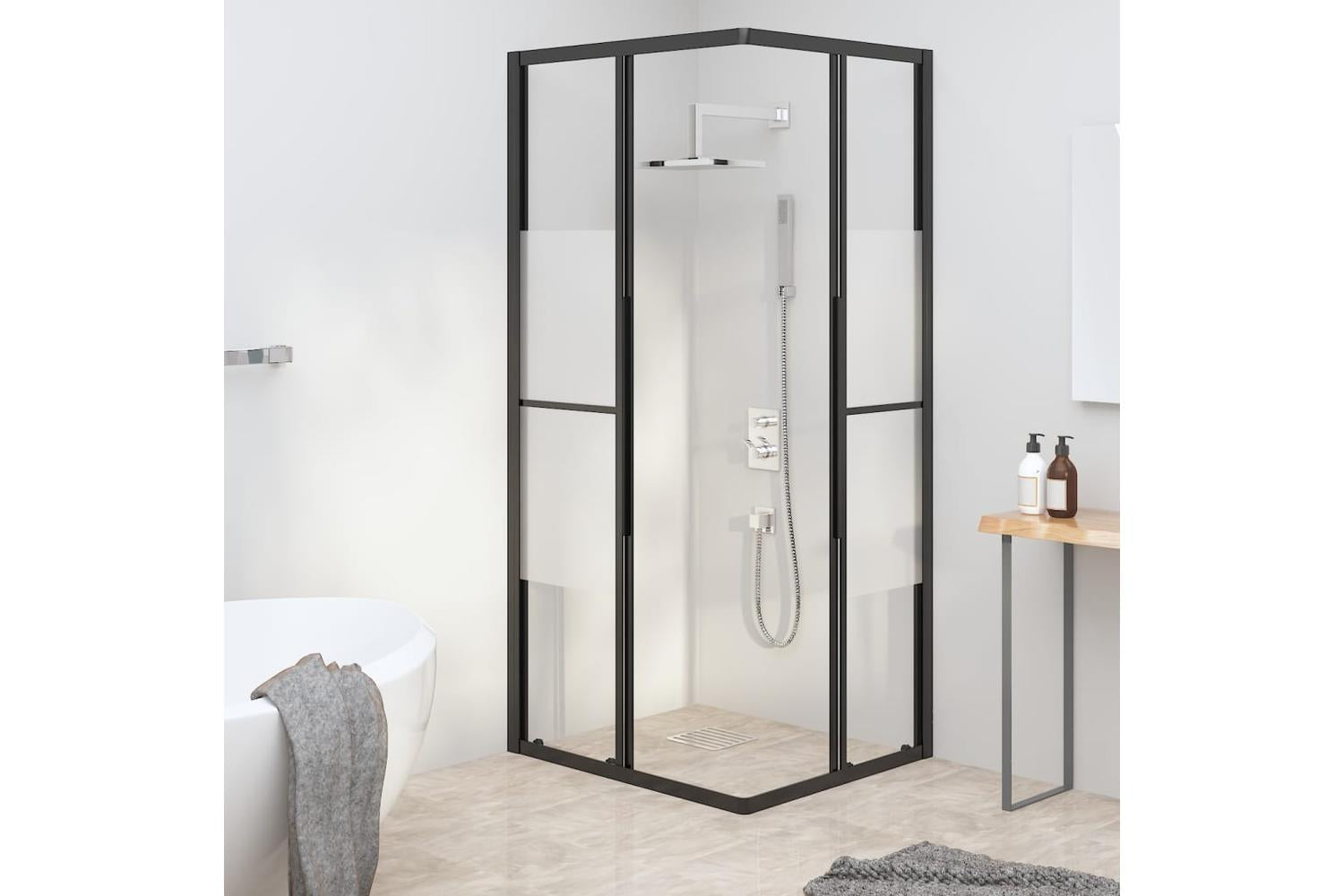 vidaXL 151852 Shower Cabin Half Frosted Esg 80x70x180cm Black-3