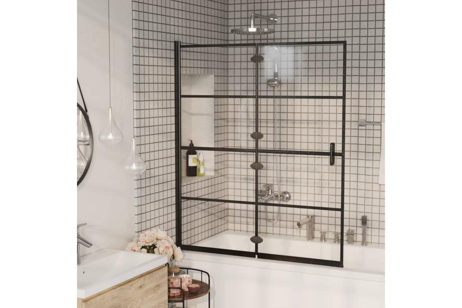 vidaXL 150745 Folding Shower Enclosure Esg 120x140cm Black-3