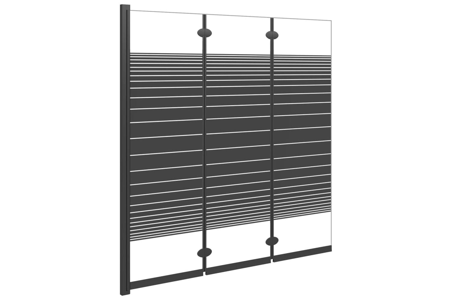 vidaXL 151864 Foldable Shower Enclosure 3 Panels 130x130cm Esg Black-2