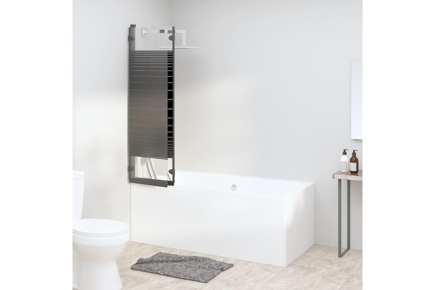 vidaXL 151864 Foldable Shower Enclosure 3 Panels 130x130cm Esg Black-3