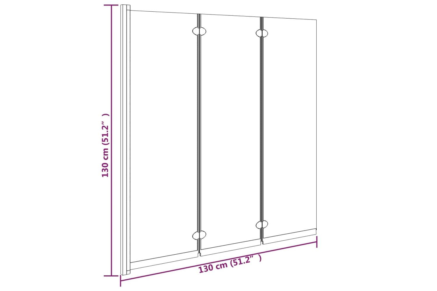 vidaXL 151864 Foldable Shower Enclosure 3 Panels 130x130cm Esg Black-8
