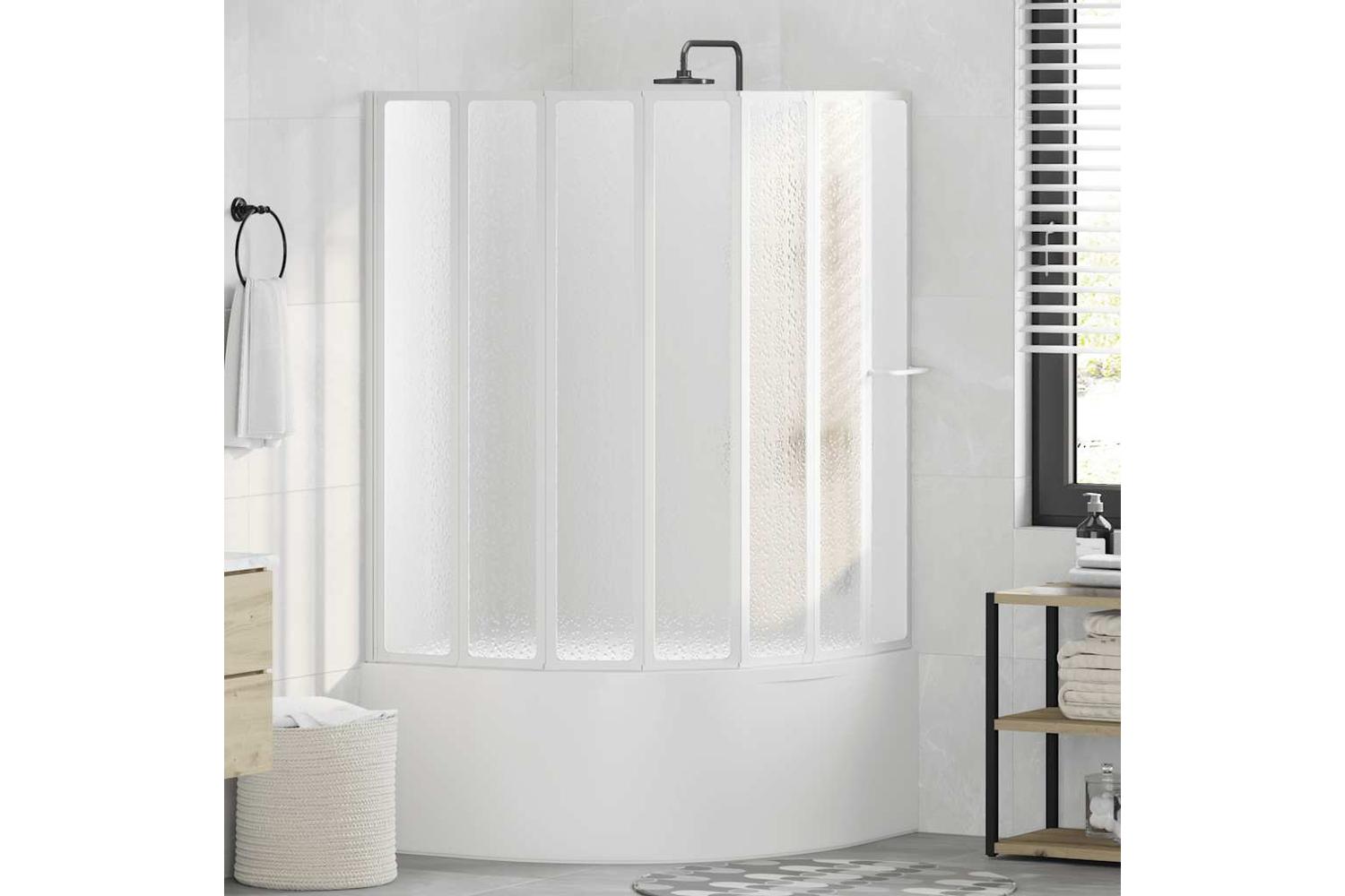 vidaXL 140786 Shower Bath Screen Wall 140 X 168cm 7 Panels Foldable With Towel Rack-3
