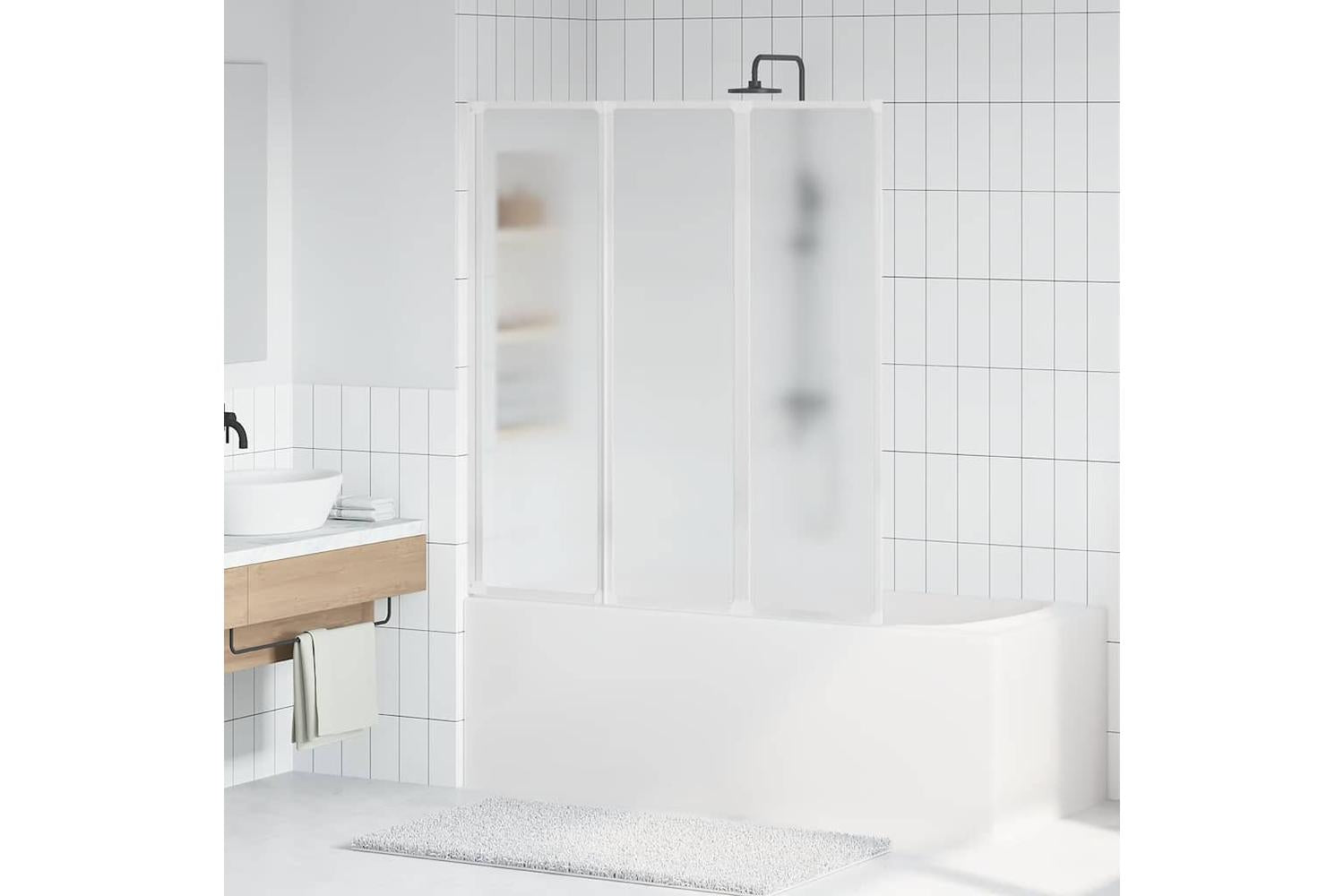vidaXL 140785 Shower Bath Screen Wall 141 X 132cm 3 Panels Foldable-3