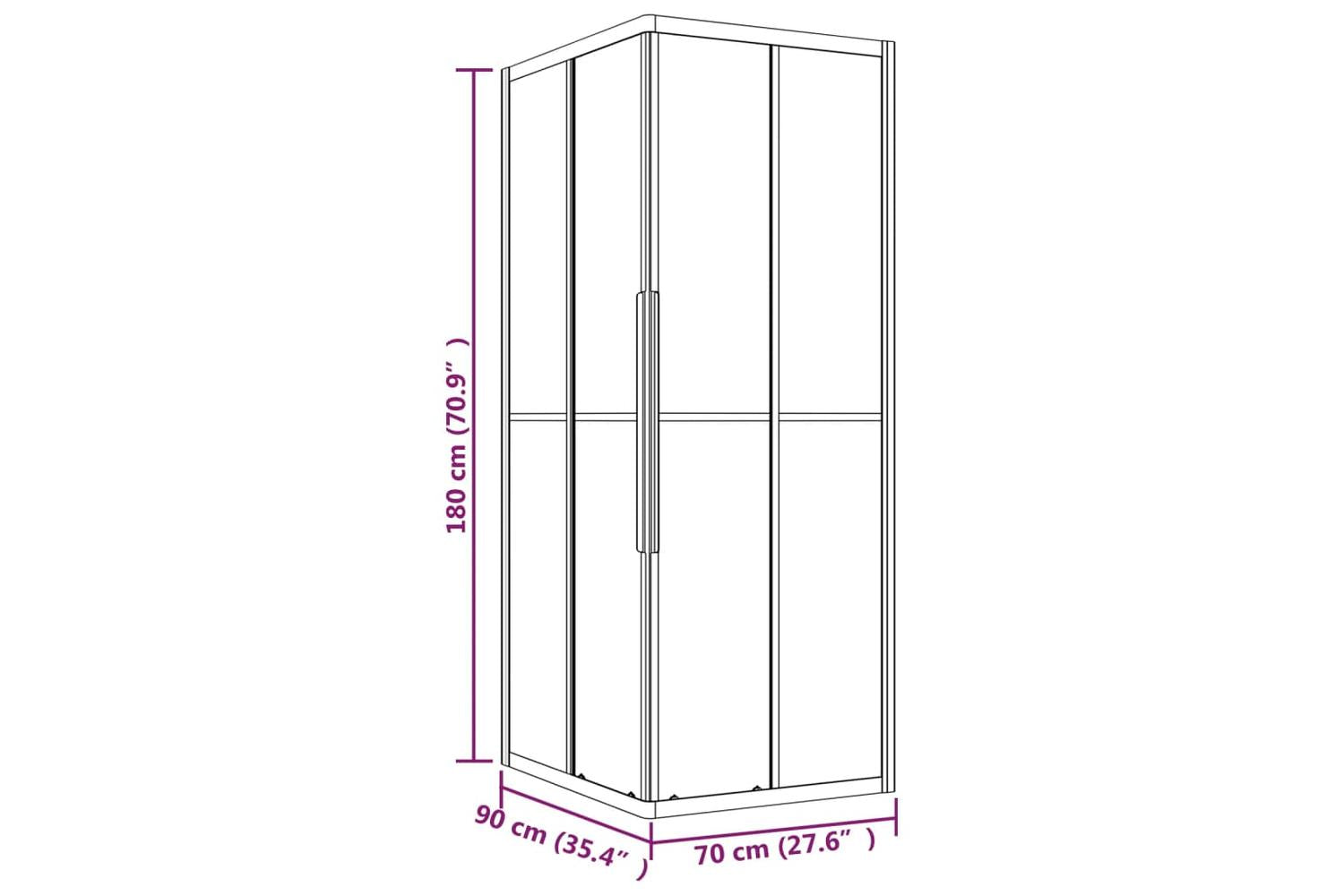 vidaXL 151846 Shower Cabin Frosted Esg 90x70x180cm-10