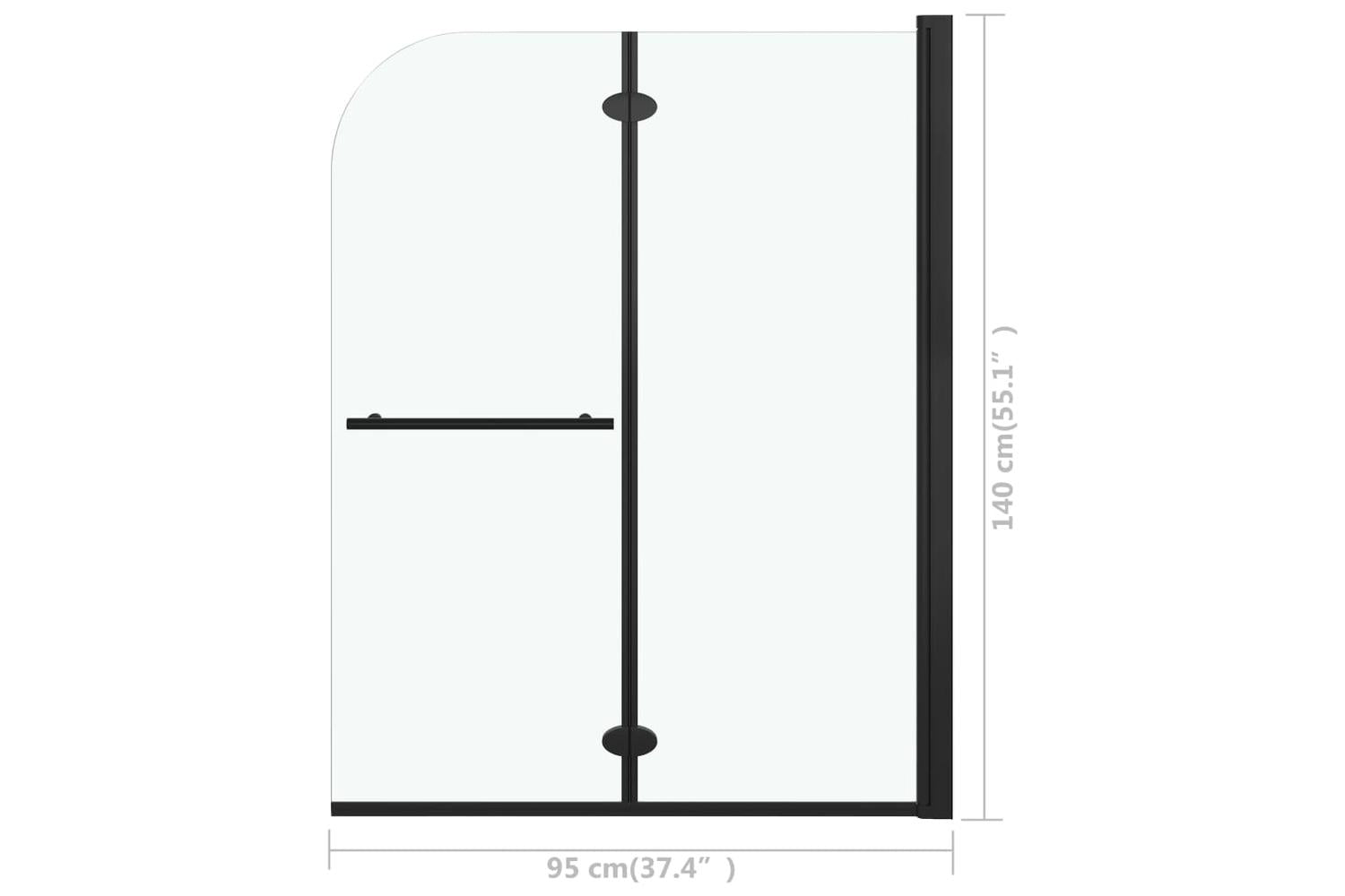 vidaXL 147193 Folding Shower Enclosure 2 Panels Esg 95x140cm Black-7