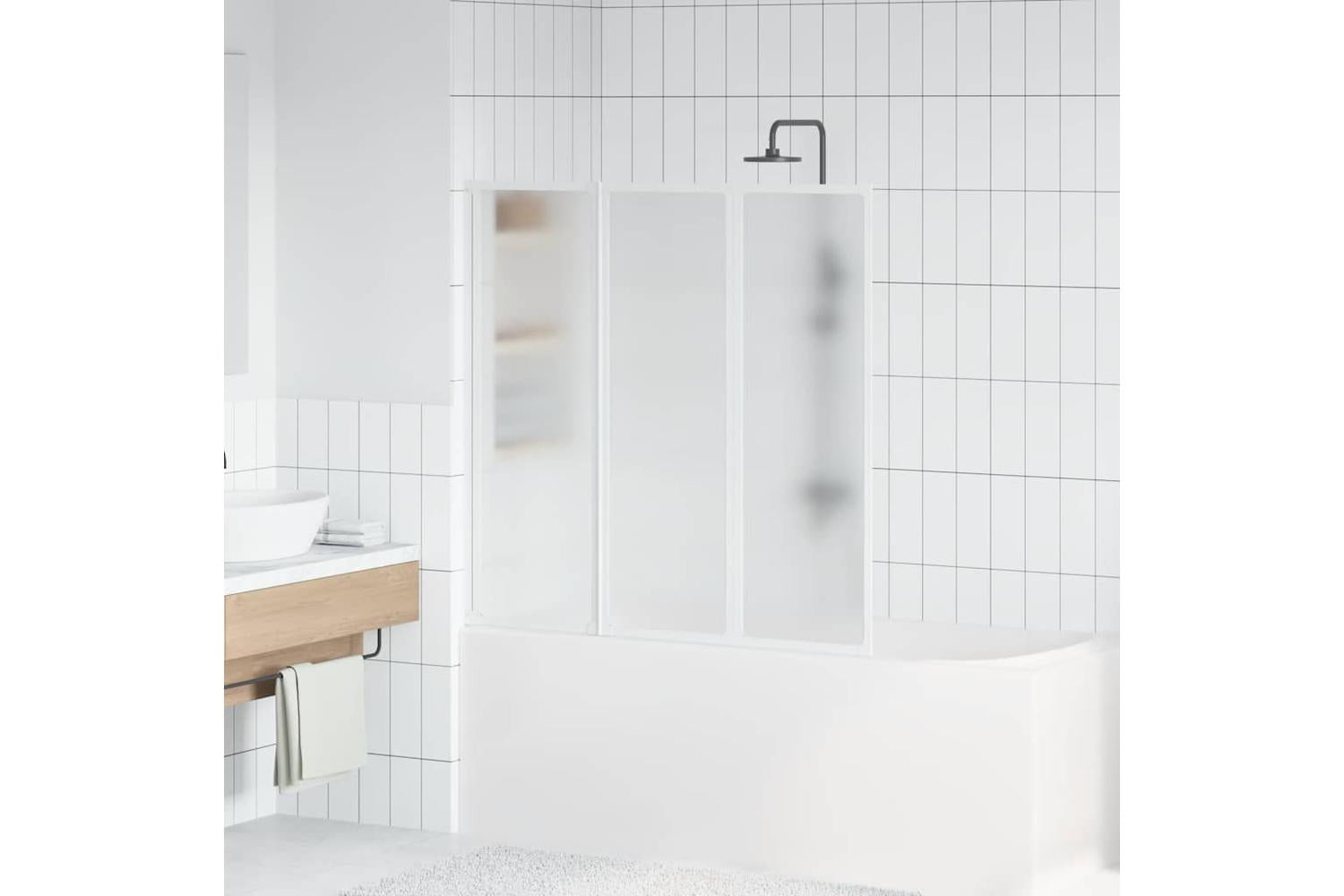 vidaXL 140784 Shower Bath Screen Wall 117 X 120cm 3 Panels Foldable-3
