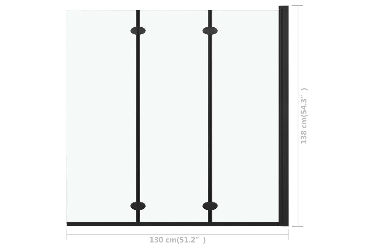 vidaXL 147191 Folding Shower Enclosure 3 Panels Esg 130x138cm Black-7