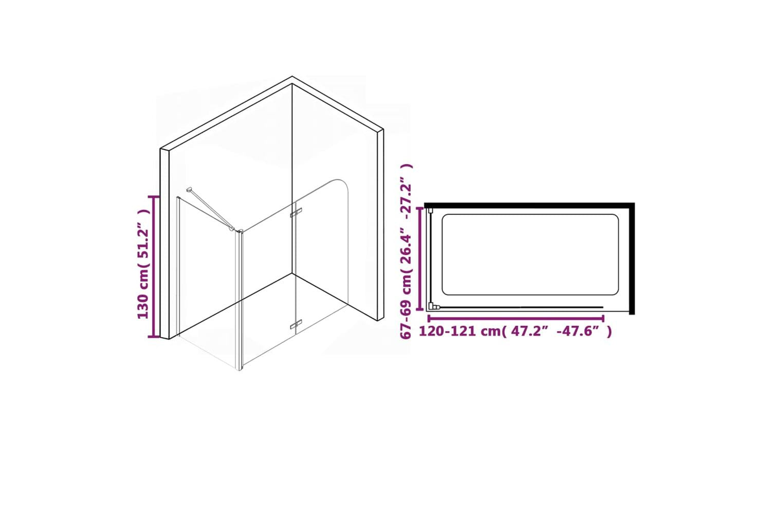 vidaXL 144676 Bi-folding Shower Enclosure Esg 120x68x130cm-8