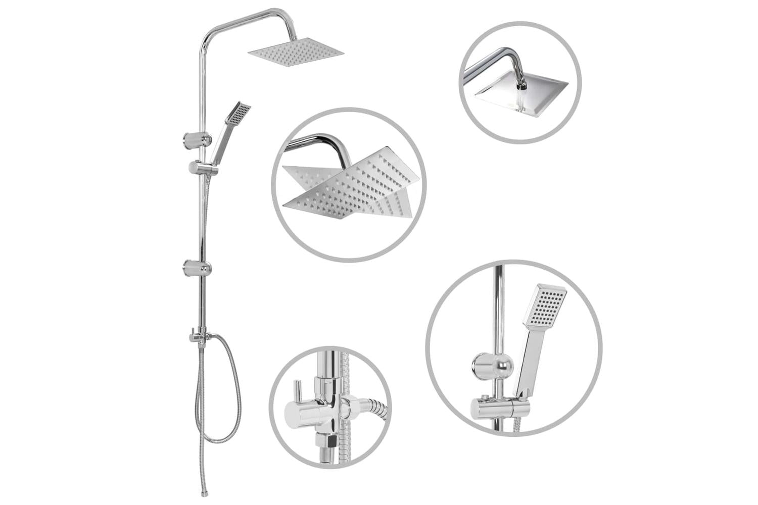 vidaXL 145055 Dual Head Shower Set with Hand Shower | Silver-2