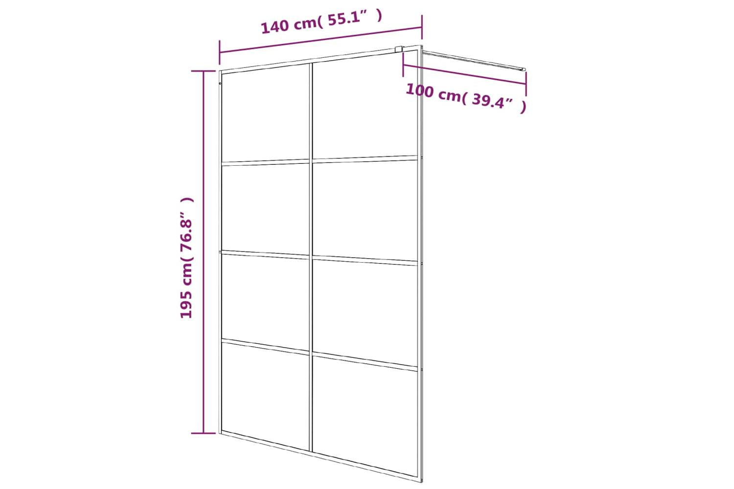 vidaXL 152139 Walk-in Shower Wall Silver 140x195cm Clear Esg Glass-7