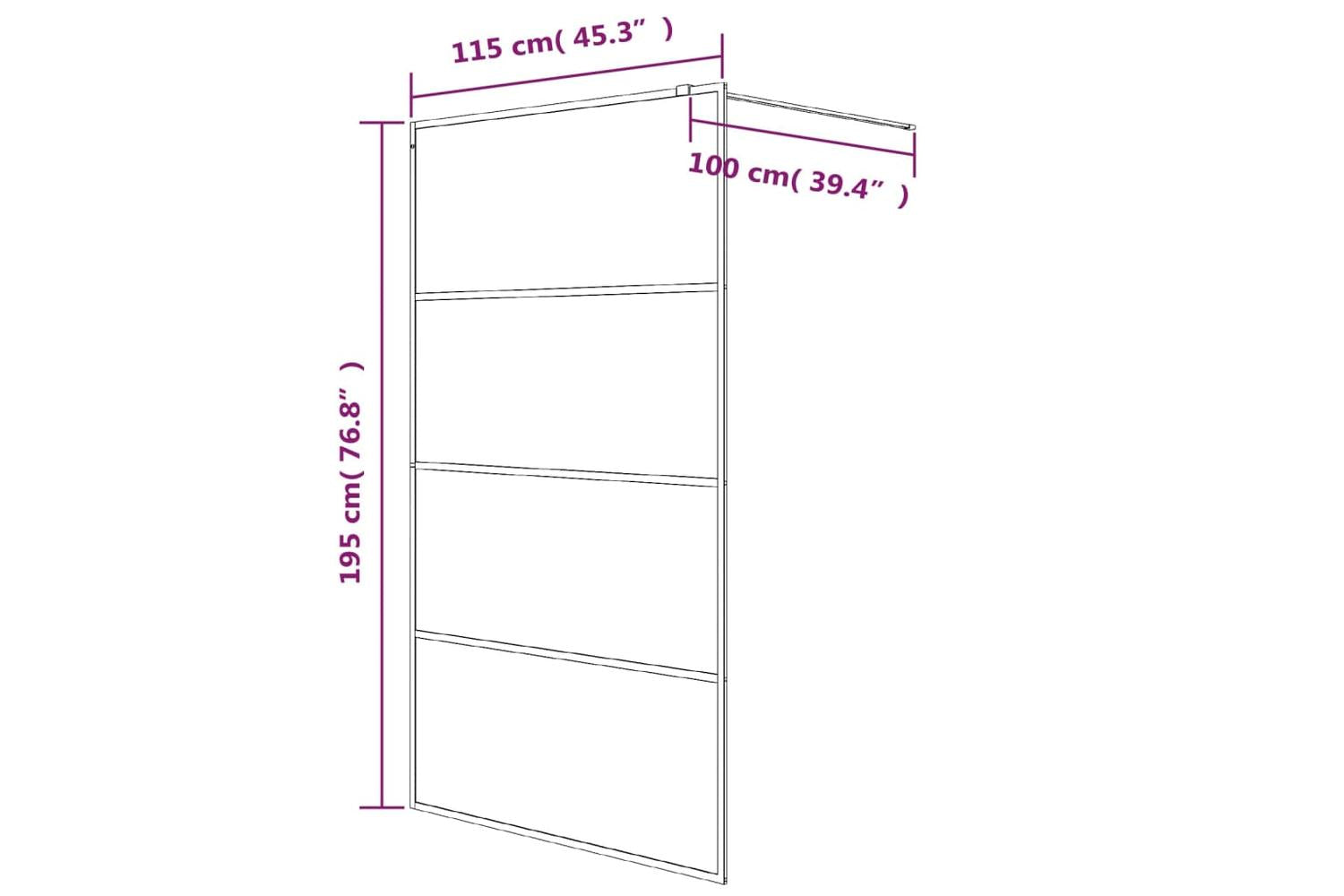 vidaXL 152138 Walk-in Shower Wall Silver 115x195cm Clear Esg Glass-7