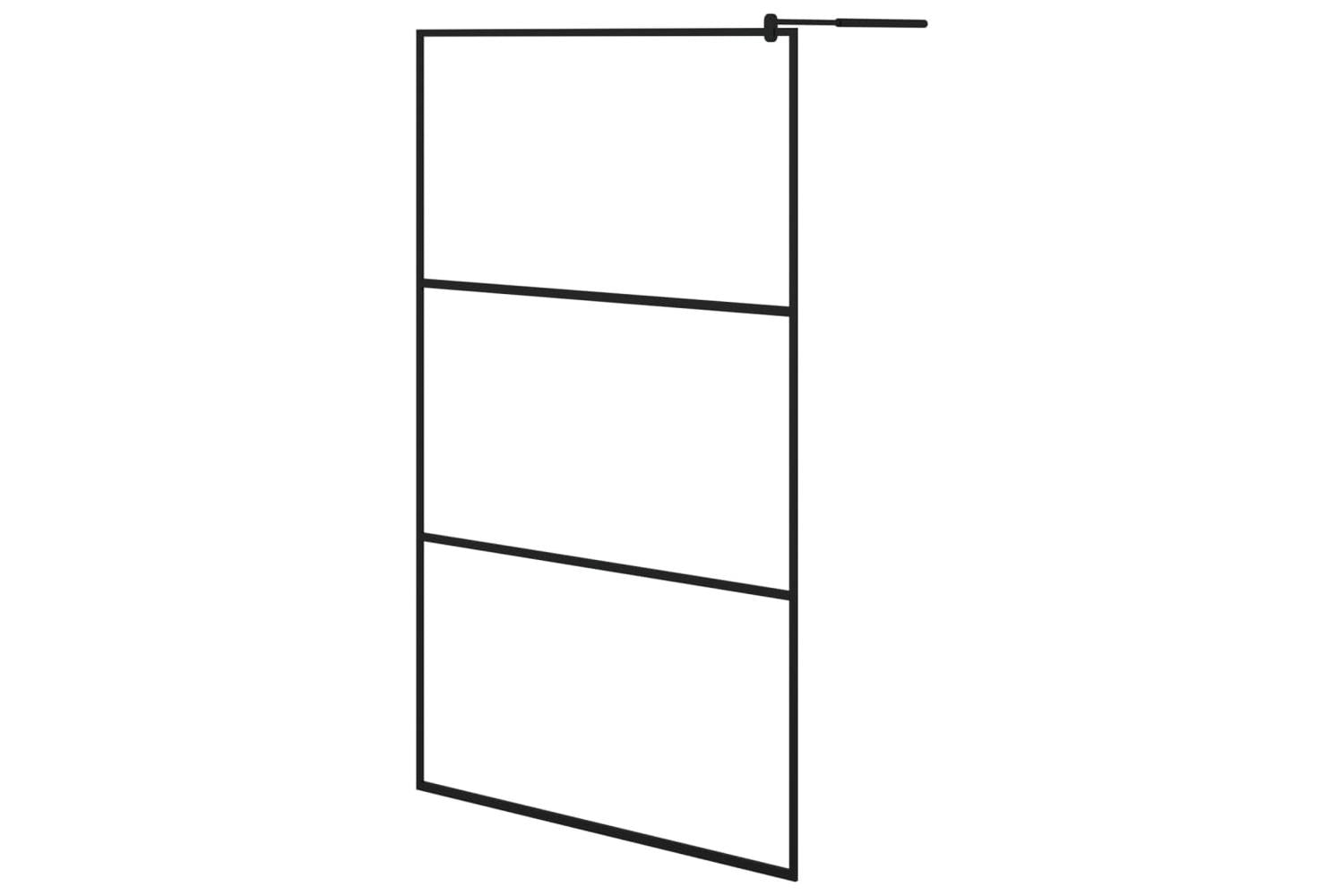 vidaXL 149151 Walk-in Shower Wall With Clear Esg Glass Black 115x195cm