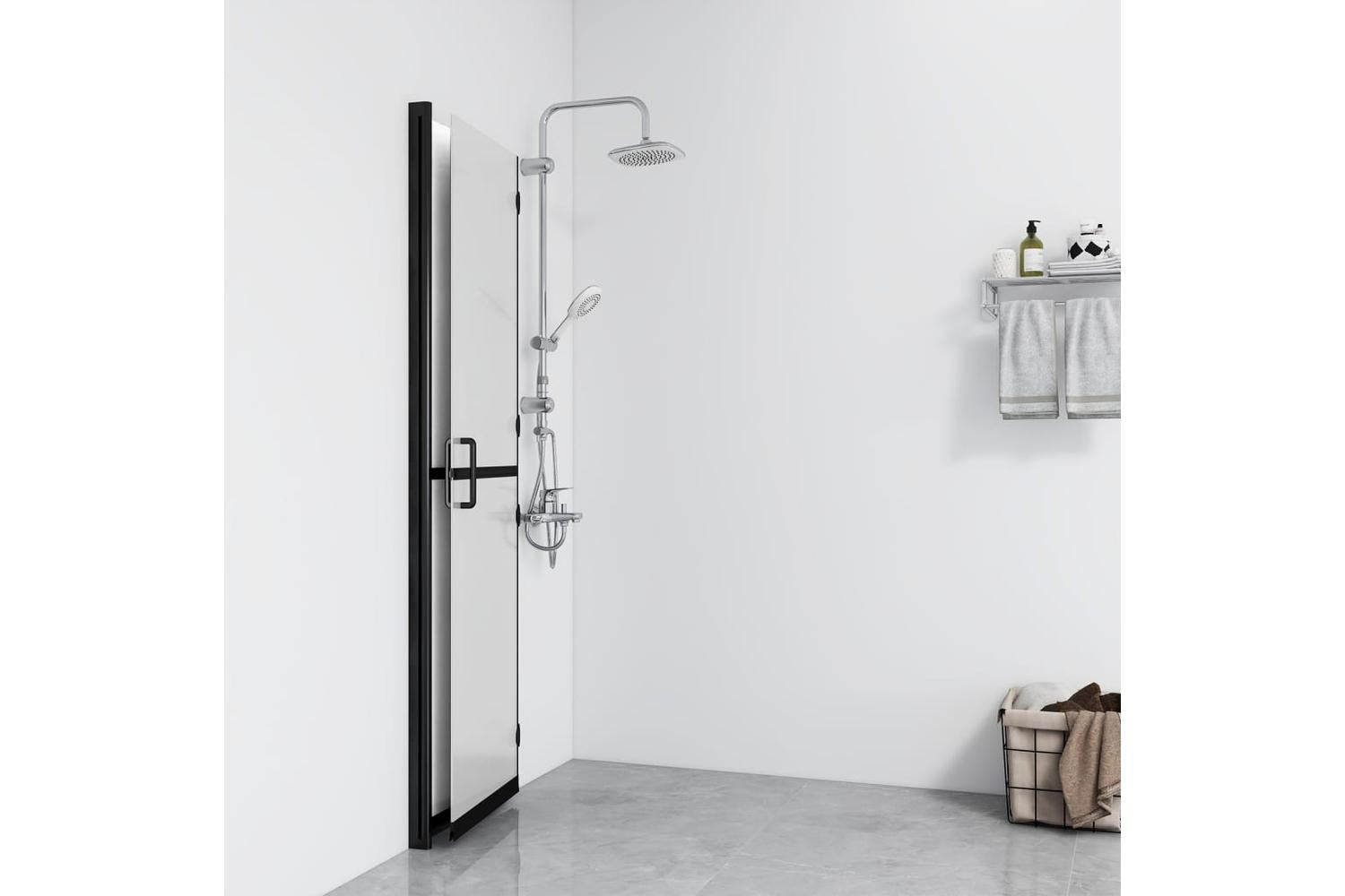 vidaXL 151195 Foldable Walk-in Shower Wall Frosted Esg Glass 100x190cm-3