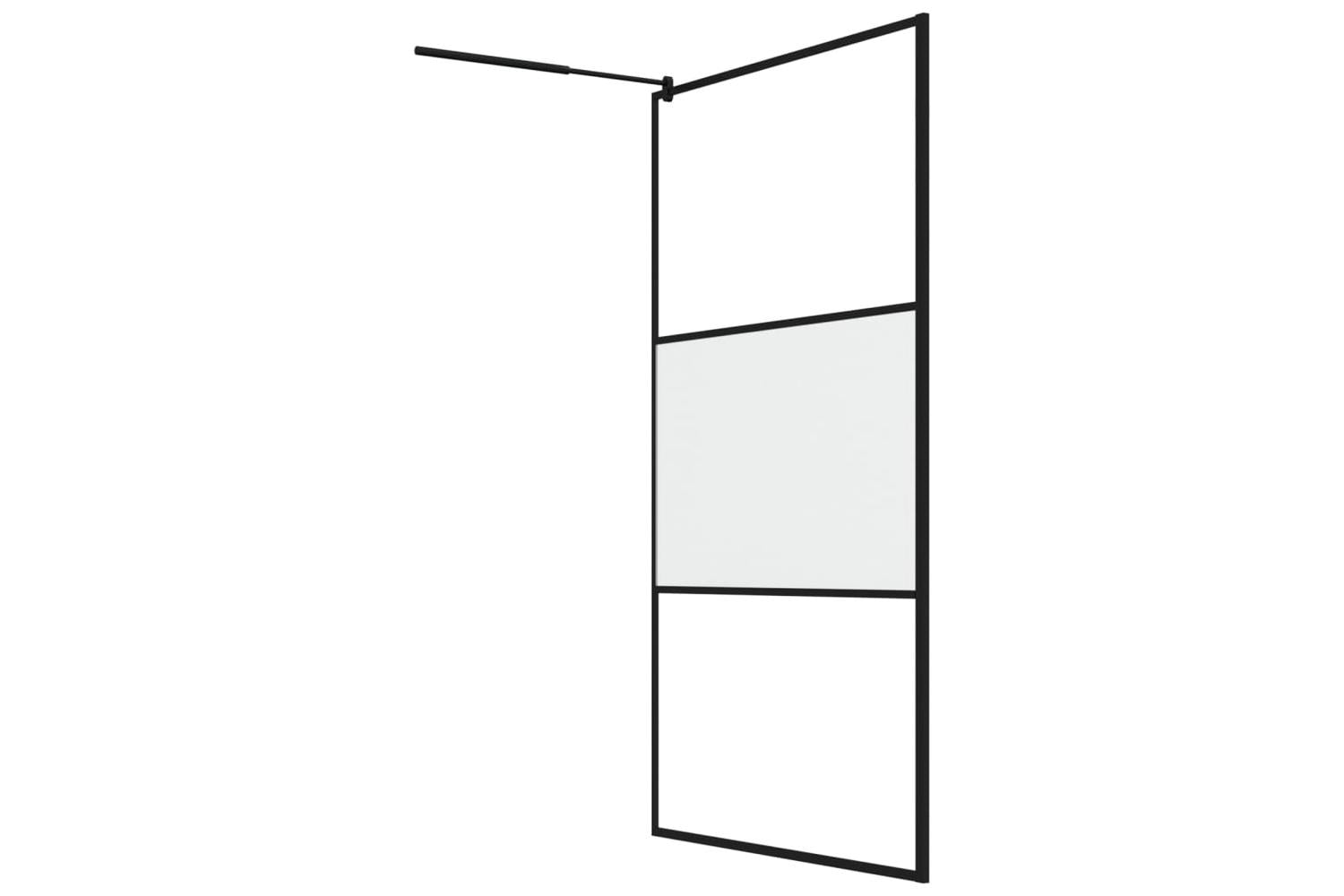 vidaXL 151879 Walk-in Shower Wall 115x195cm Frosted Esg Glass Black-5