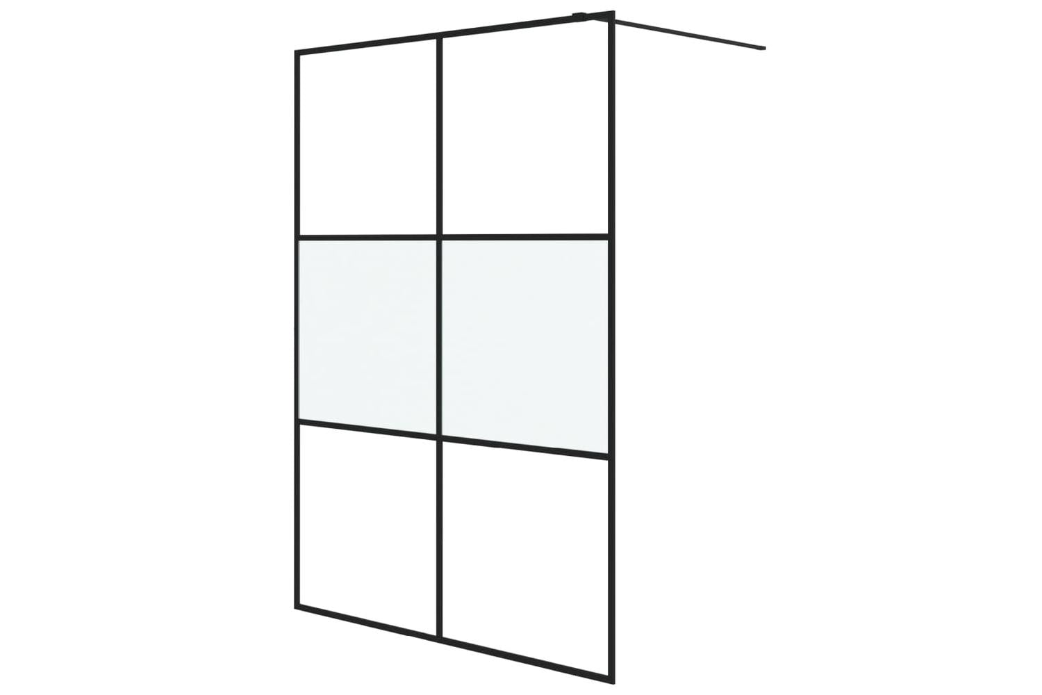 vidaXL 152109 Walk-in Shower Wall Black 140x195cm Half Frosted Esg Glass