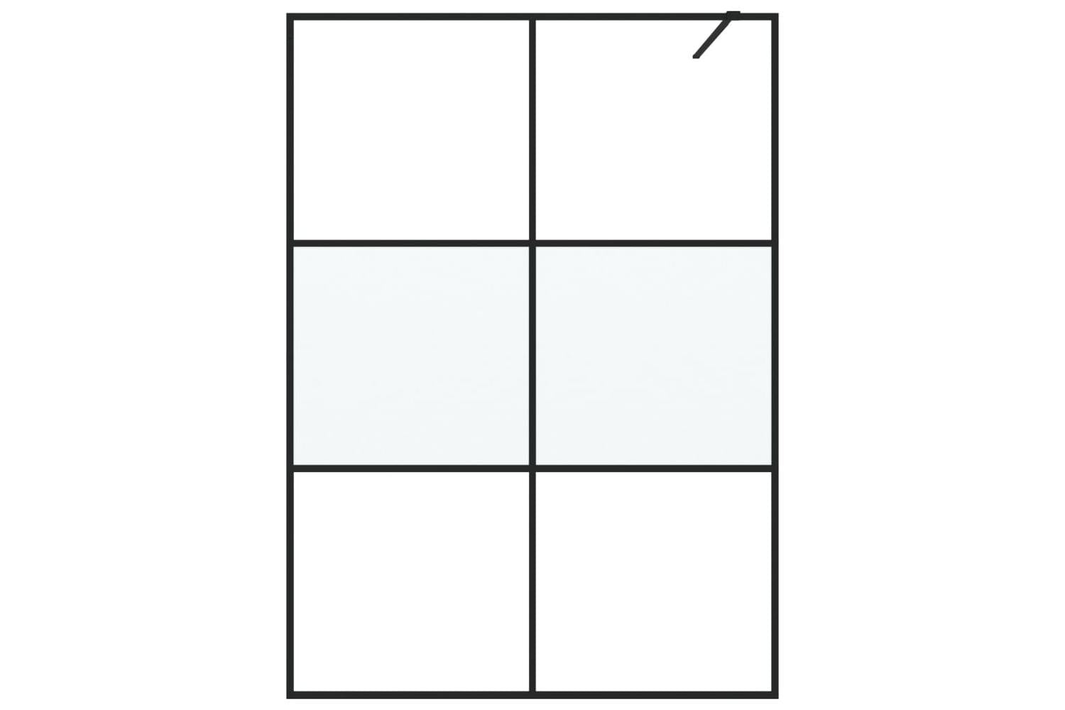 vidaXL 152109 Walk-in Shower Wall Black 140x195cm Half Frosted Esg Glass-3