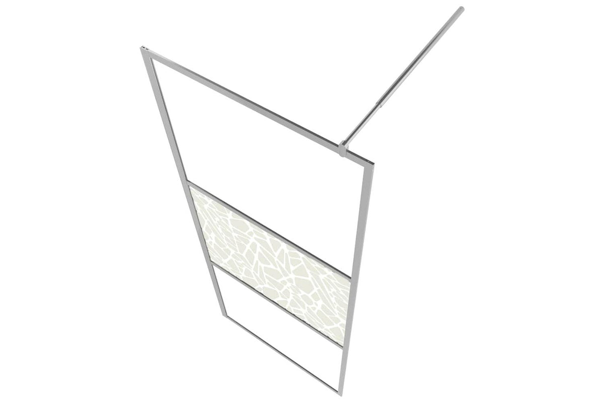 vidaXL 146654 Walk-in Shower Wall Esg Glass With Stone Design 140x195cm-4