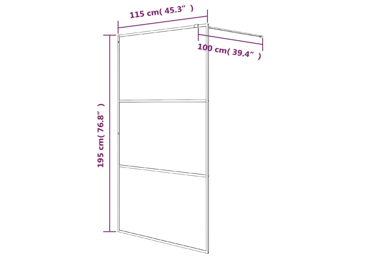 vidaXL 152118 Walk-in Shower Wall Silver 115x195cm Clear Esg Glass-7