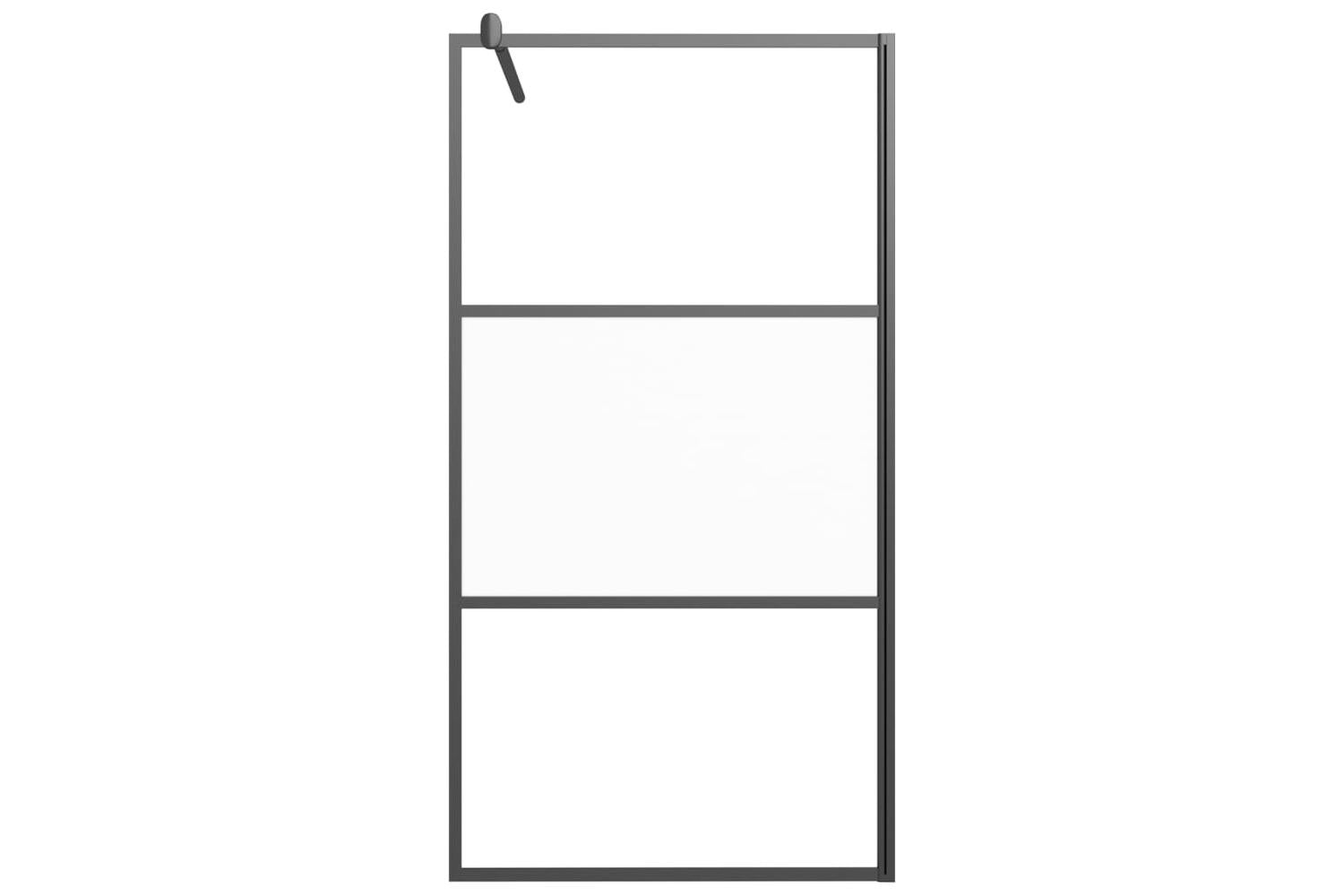 vidaXL 151874 Walk-in Shower Wall 100x195cm Half Frosted Esg Glass Black-3