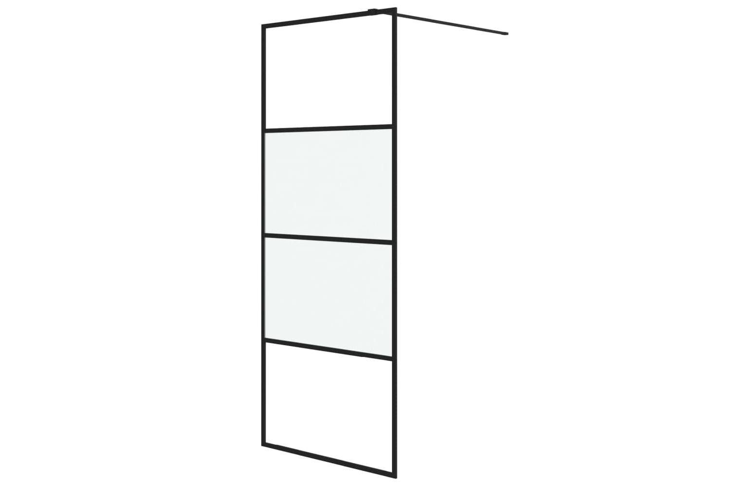 vidaXL 152125 Walk-in Shower Wall Black 80x195cm Half Frosted Esg Glass