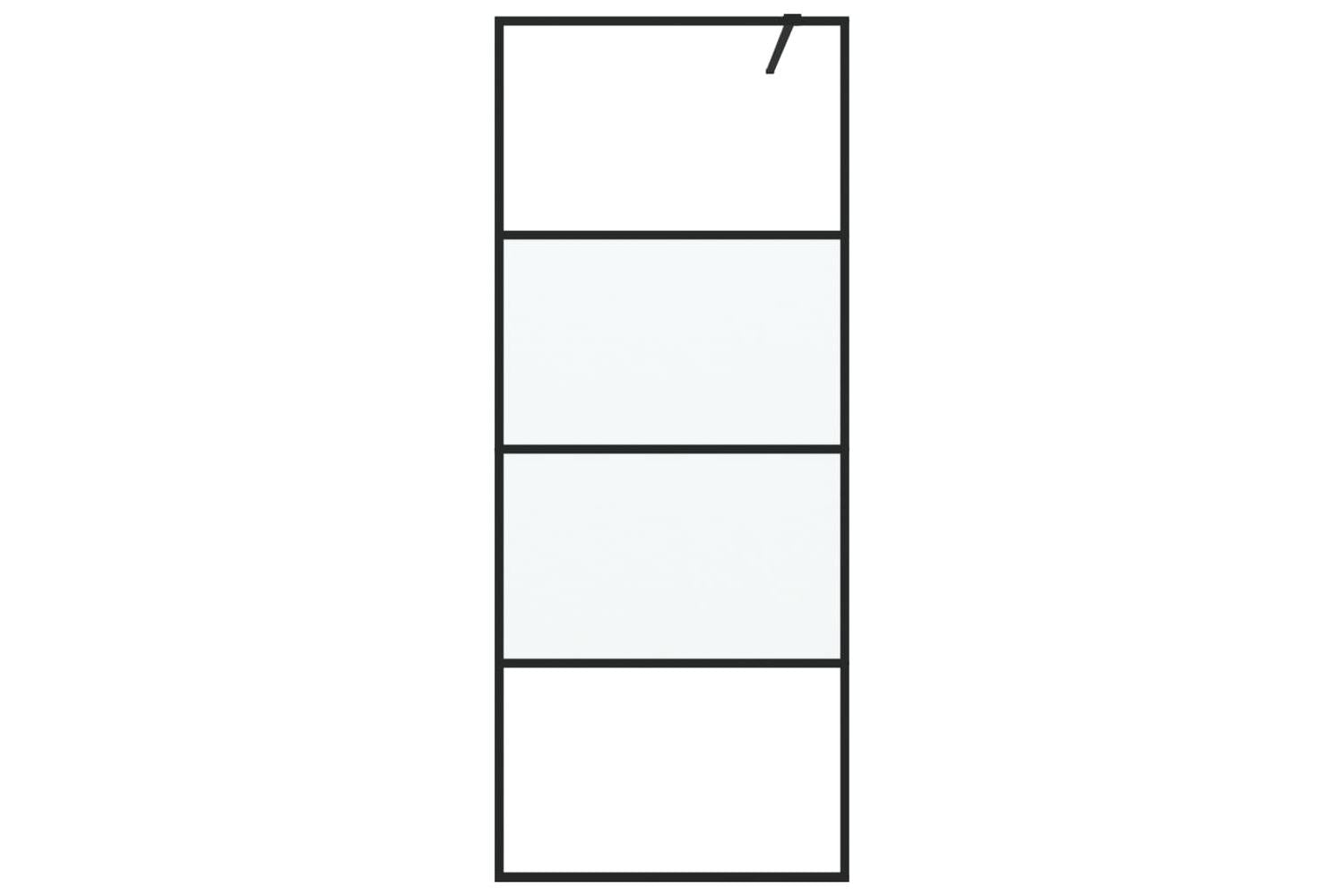 vidaXL 152125 Walk-in Shower Wall Black 80x195cm Half Frosted Esg Glass-3