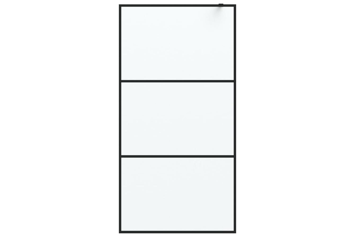 vidaXL 152112 Walk-in Shower Wall Black 100x195cm Frosted Esg Glass-3