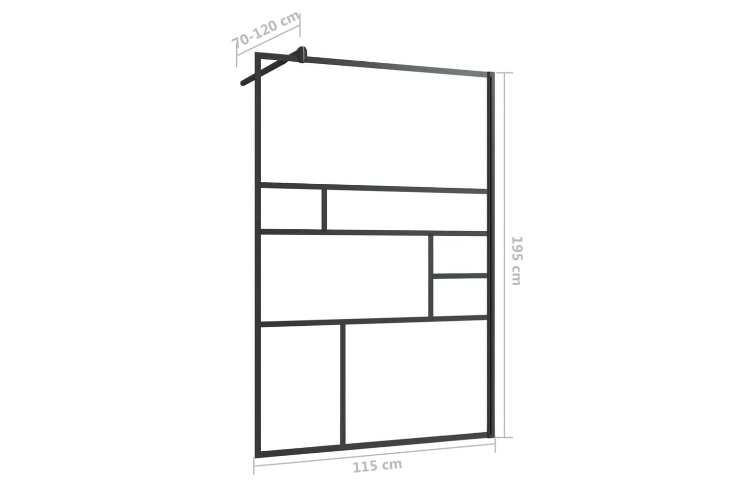 vidaXL 150755 Walk-in Shower Wall With Clear Esg Glass 115x195cm Black-6