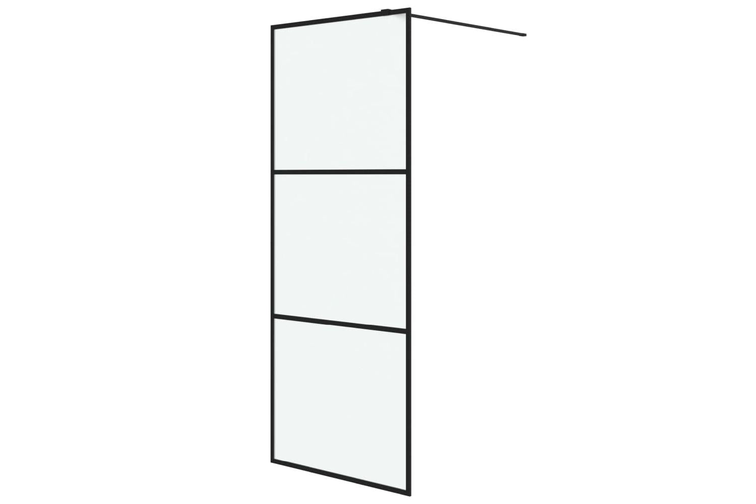 vidaXL 152110 Walk-in Shower Wall Black 80x195cm Frosted Esg Glass-2