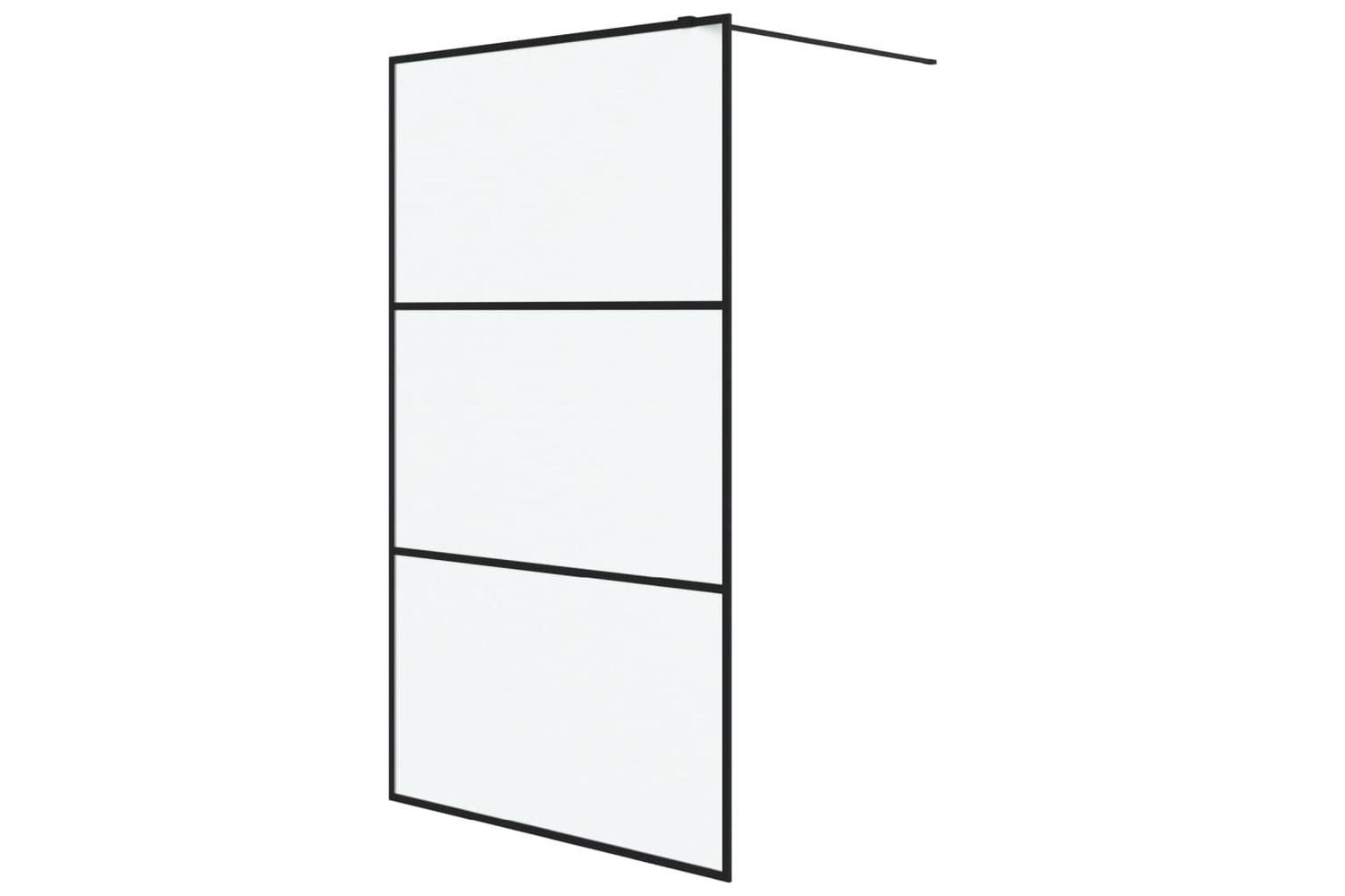 vidaXL 152113 Walk-in Shower Wall Black 115x195cm Frosted Esg Glass-2