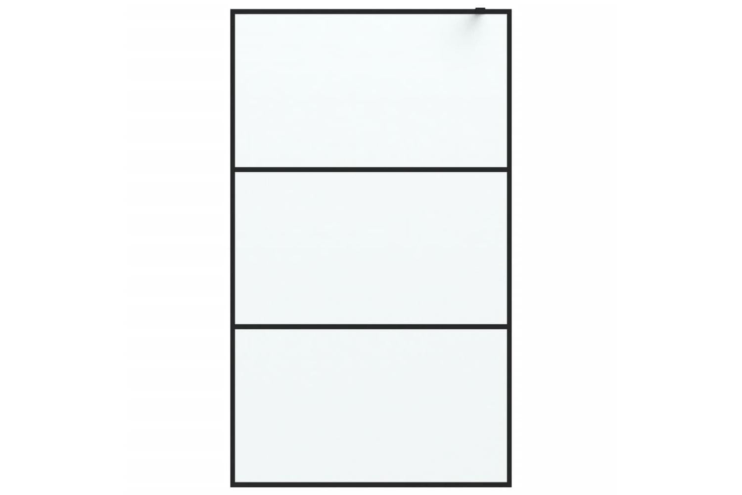 vidaXL 152113 Walk-in Shower Wall Black 115x195cm Frosted Esg Glass-3
