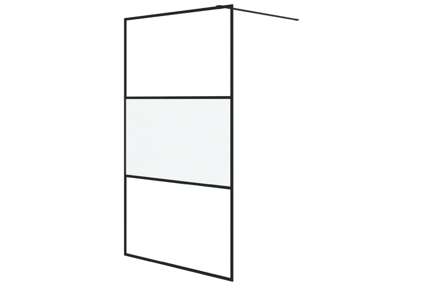vidaXL 152108 Walk-in Shower Wall Black 115x195cm Half Frosted Esg Glass